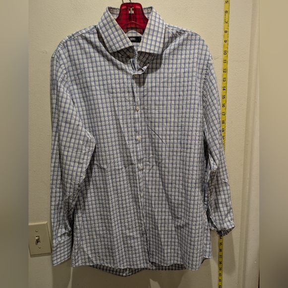 Hugo Boss Other - Hugo Boss Men's Blue Checkered Shirt Size 32/33